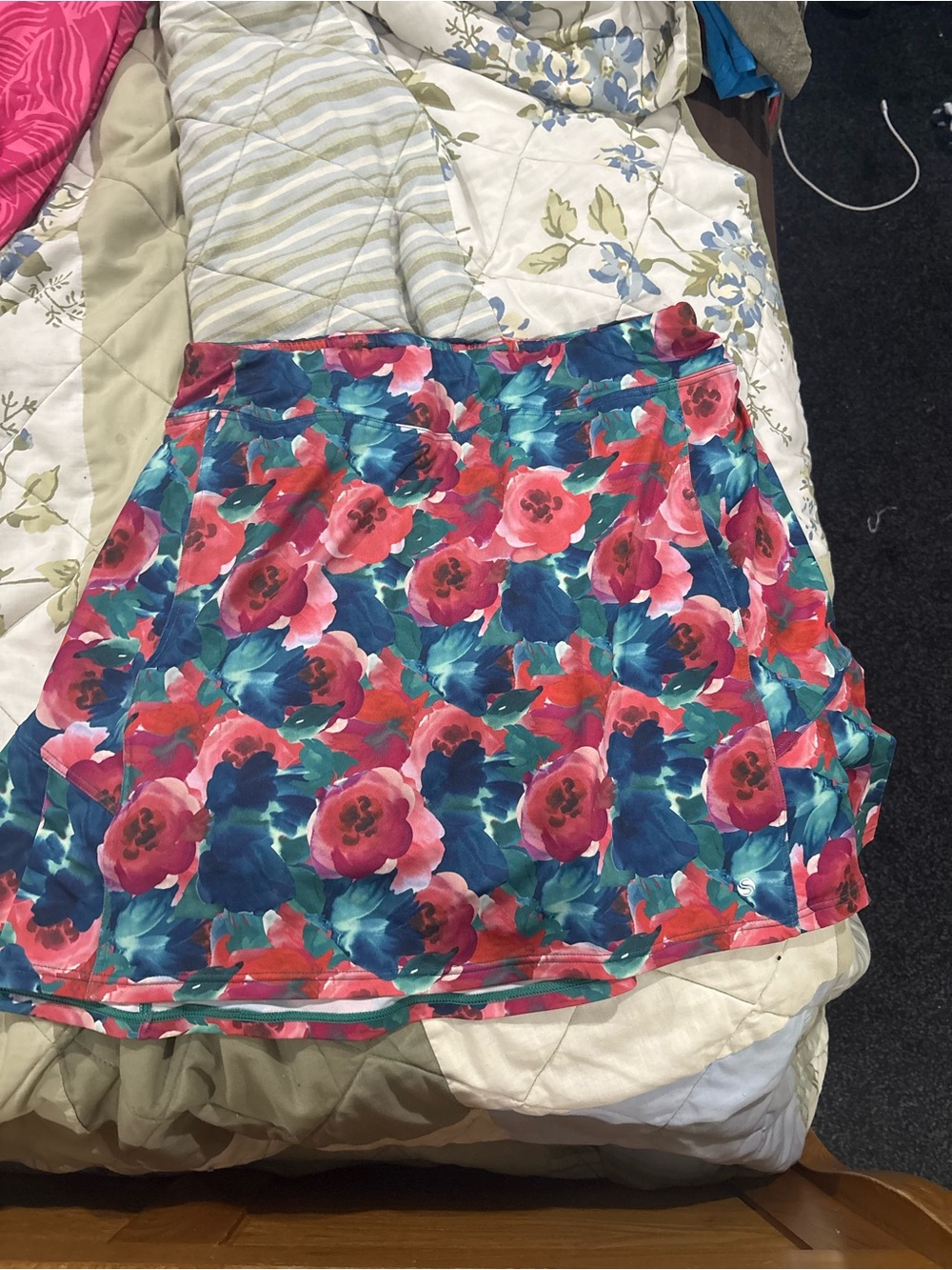 SkirtSports Floral Mini Skirt in Pink & Teal